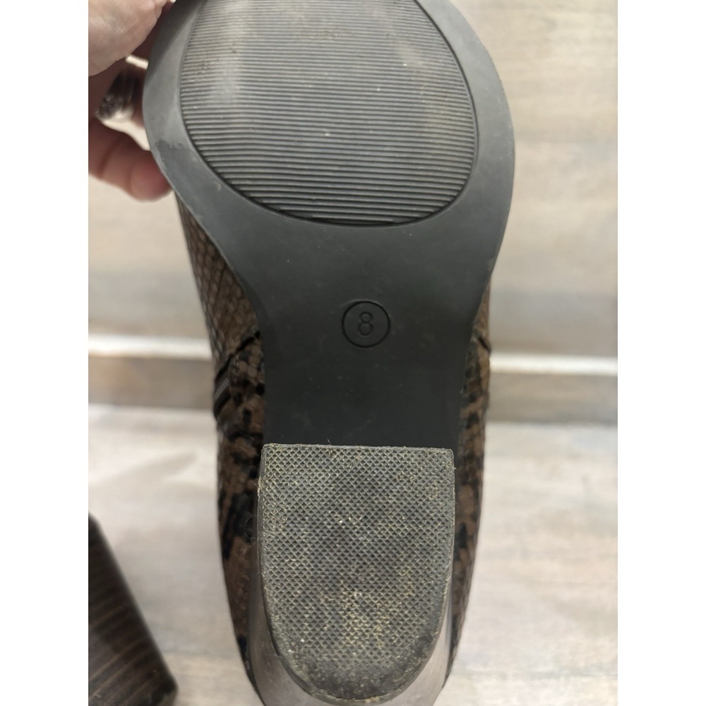 Lane Bryant Snakeskin Brown Black Ankle Booties Sz 8W - Picture 8 of 10